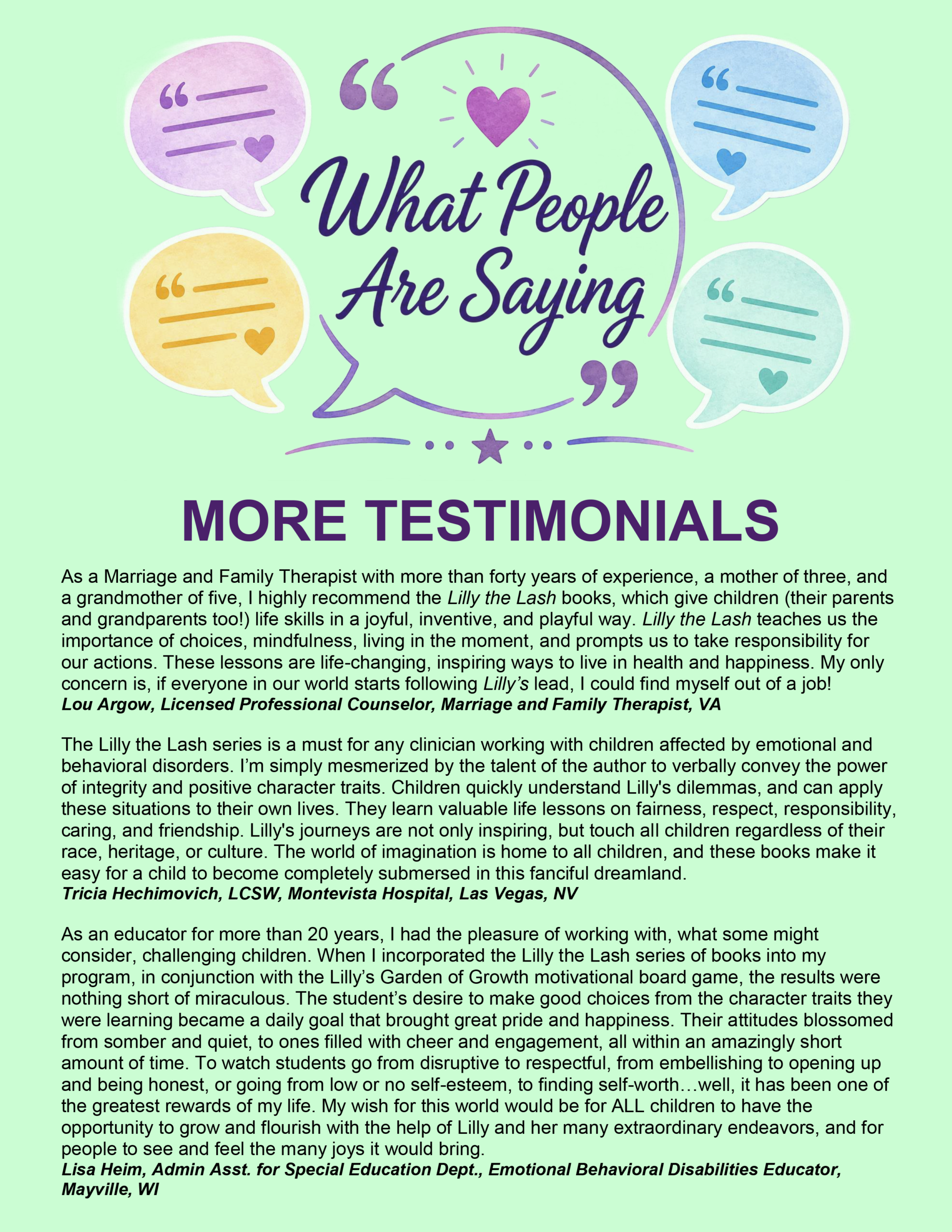 Page - More Testimonials